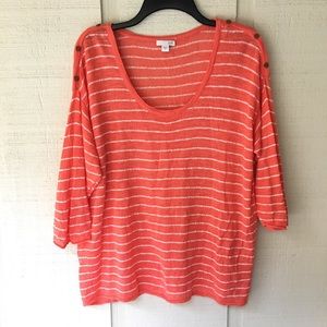 Size L J Jill Knit Linen Top Orange Scoop neck